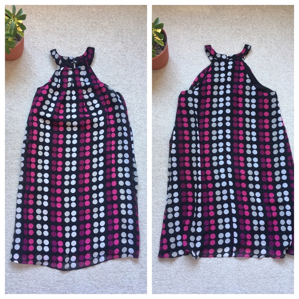 CeCe Cynthia Steffe halter dress magenta polka dots
